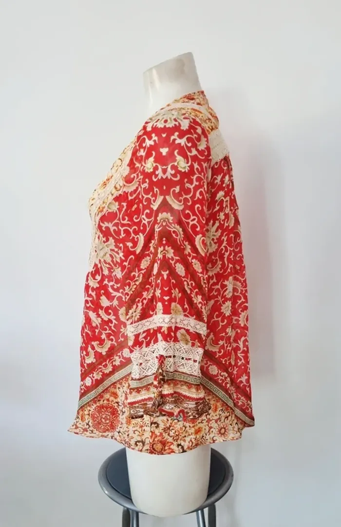 Blouse imprimée bohème rouge hale bob 38 - photo numéro 8