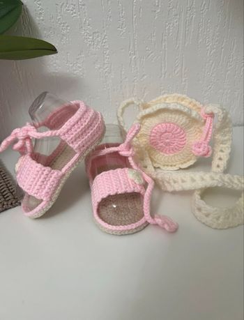 sandales pour bébé+ mini sac (fait main) 