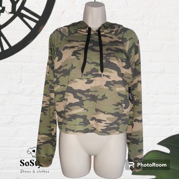 Sweat à capuche court imprimé militaire, camouflage Ardene Taille M/L