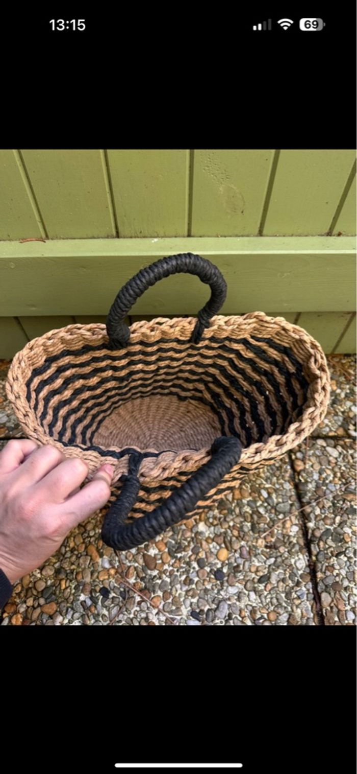 Panier noir et osier - photo numéro 4