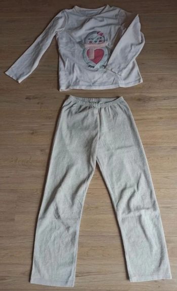 🐧Pyjama pilou pilou pingouin 10 ans du pareil au même gris et rose pâle