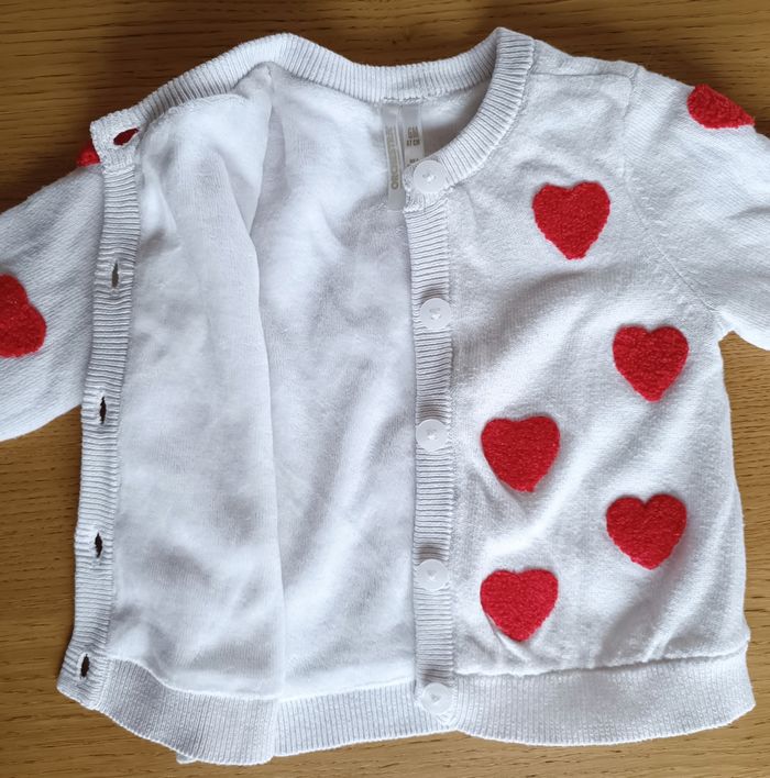 Gilet doublé Orchestra blanc avec coeurs brodés 6 mois 67 cm bébé fille - photo numéro 5