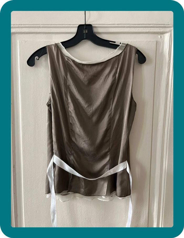 Top vintage soie et tulle coton vintage 36 - Atos Lombardini - photo numéro 6