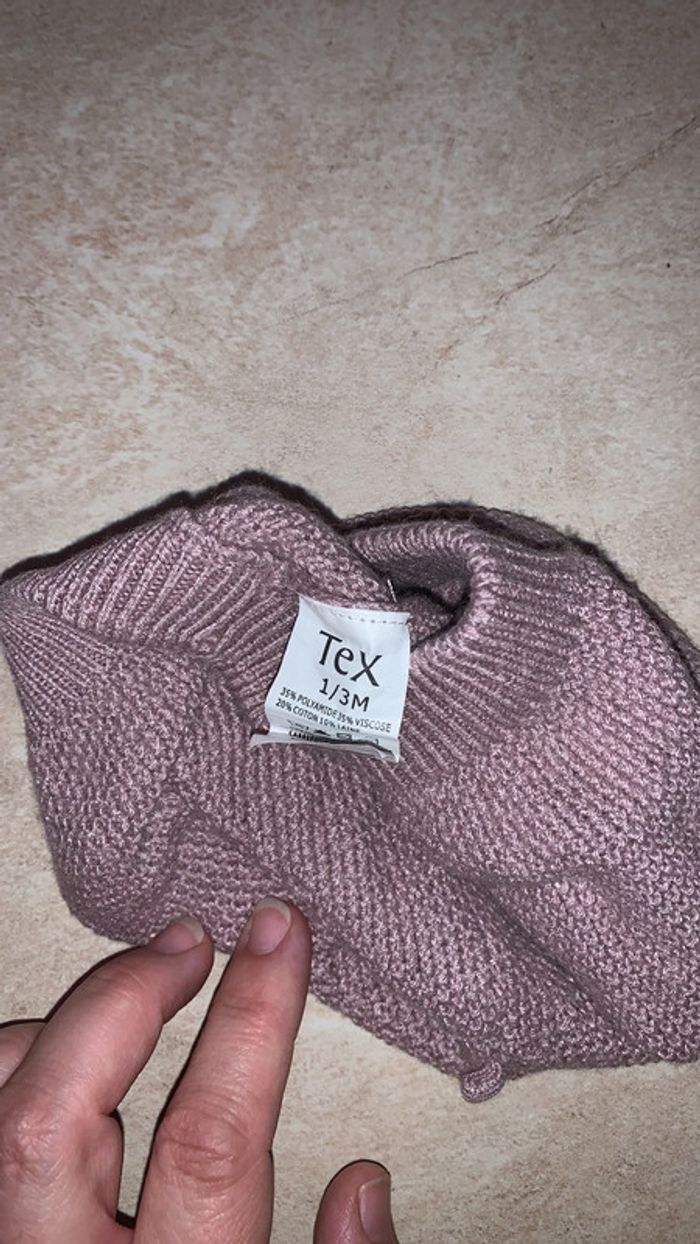 Petit béret parme taille 0 / 3 mois marque tex - photo numéro 3