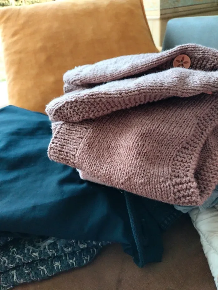 Gilet en maille bouclé marron avec gros boutons T 38 - photo numéro 7