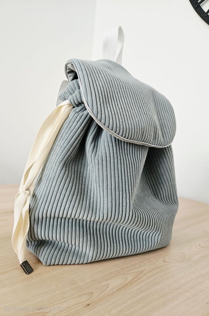 Sac à dos cotelé Vert d'eau - photo numéro 3