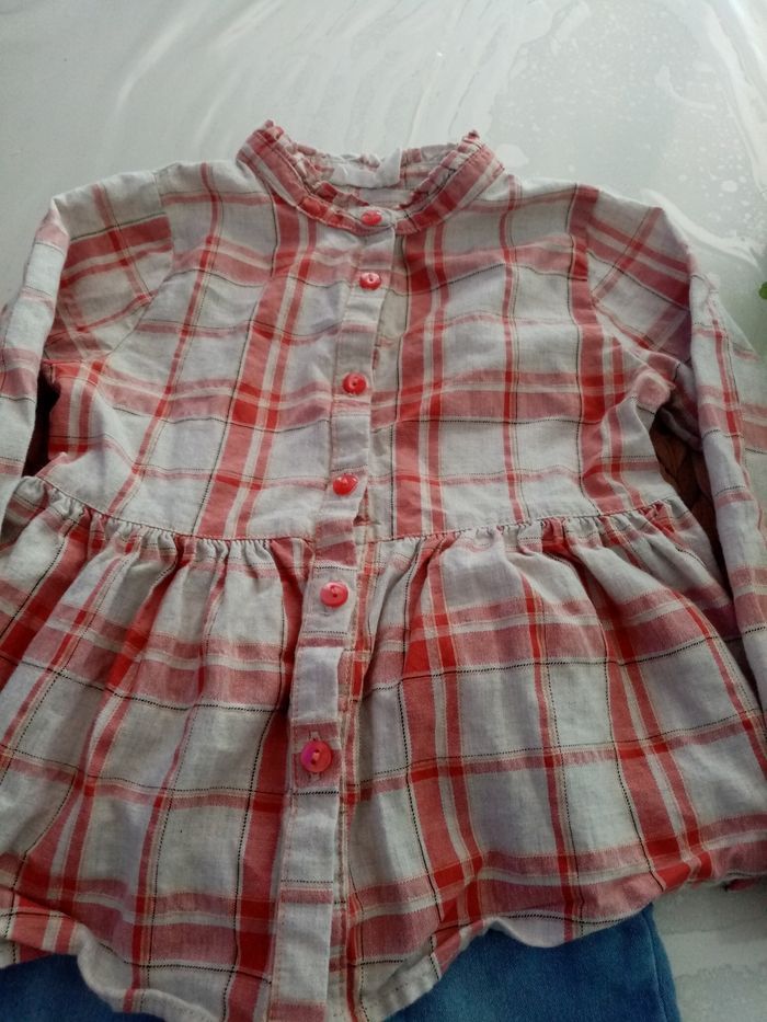 4/5 ans ensemble original Marines et orchestra chemise a carreaux et jean prinr ete/excellent état - photo numéro 3