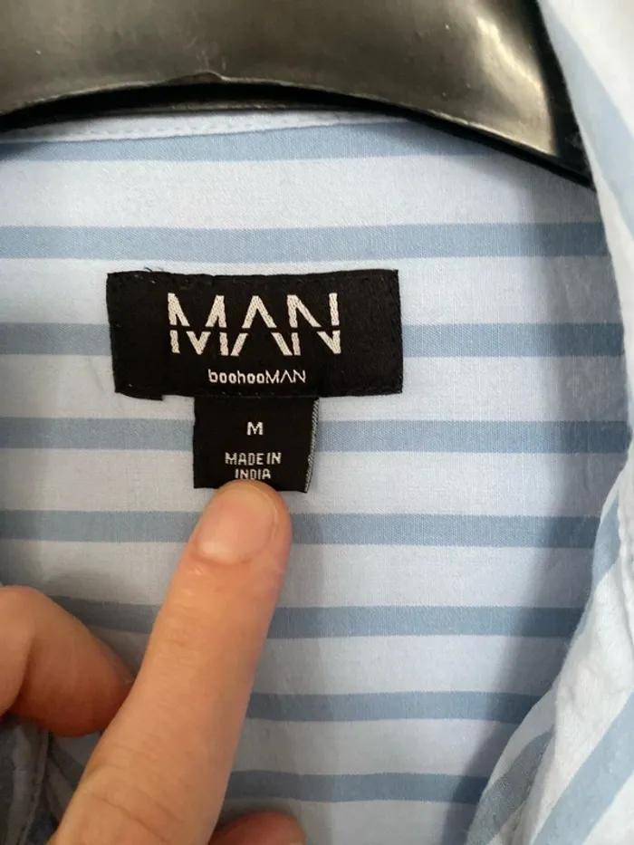 Chemise Haut de Pyjama Rayé Bleu Clair Taille M Boohoo Man - photo numéro 3