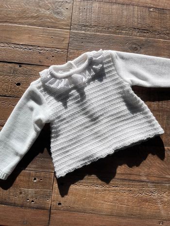 Pull blanc en maille, Fruit de ma passion