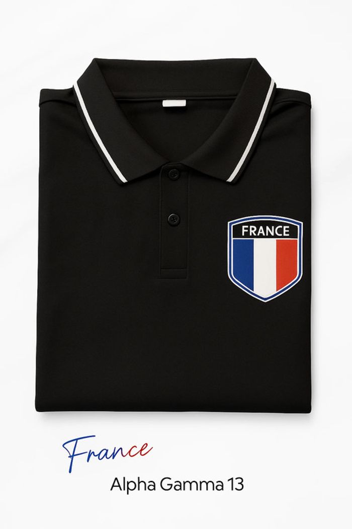 Polo respirant noir légèrement extensible motif Tricolore - Boutonnés, manches courtes - photo numéro 2
