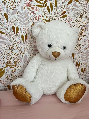 Nounours 50cm blanc or