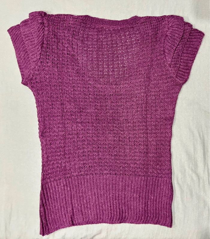 Pull en maille violine taille M - photo numéro 2