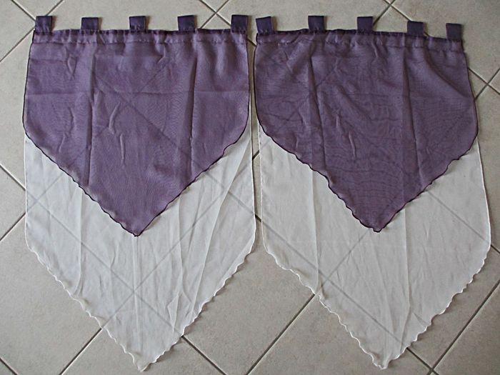 Lot de 2 vitrages 59 x 90 cm violets et blancs - photo numéro 1