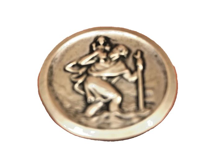 Ancienne médaille aimantée (automobile) Saint-Christophe (Saint-Patron des voyageurs)