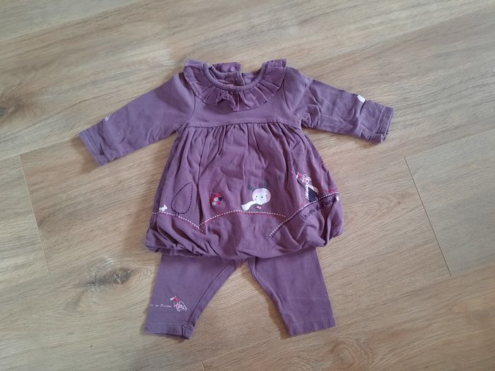Ensemble robe/tunique + legging violet "Marèse" 3 mois