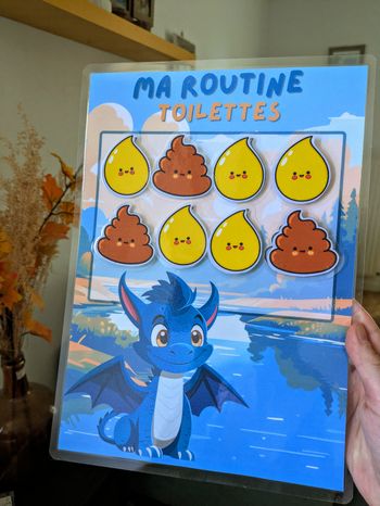 Tableau propreté dragon bleu – grand format avec vignettes