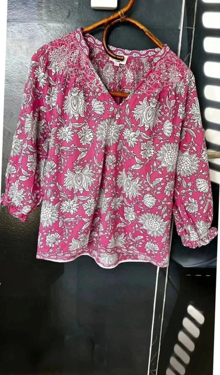 Blouse imprimée en coton bio fushia Libellule - photo numéro 10