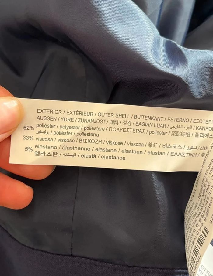 Veste de blazer courte bleu marine Pull and Bear - photo numéro 7