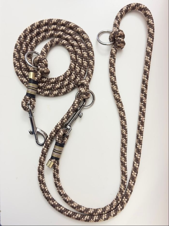 Laisse multiposition 3points 2m60 marron beige - photo numéro 2