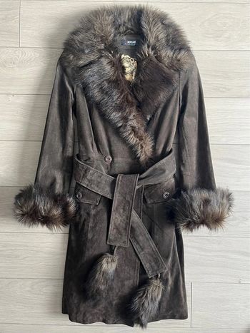 Manteau en cuir et fausse fourrure Morgan T-36