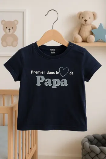 T-shirt garçon bleu marine KIABI 36 mois Premier dans le cœur de Papa”