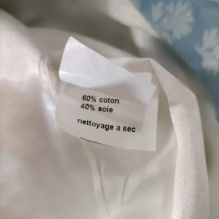 Robe droite jacquard Xavanne bleu clair T. 40 coton soie motifs floraux A1351 - photo numéro 11