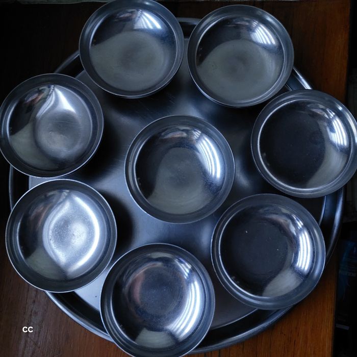 Lot plateau et 8 coupes à glace inox - photo numéro 2