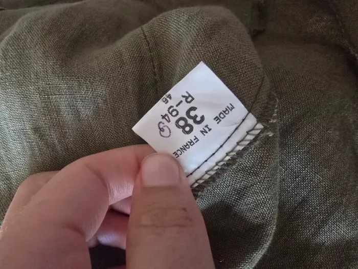 Veste chemise en lin pourquoi pas paris taille 38 kaki - photo numéro 7
