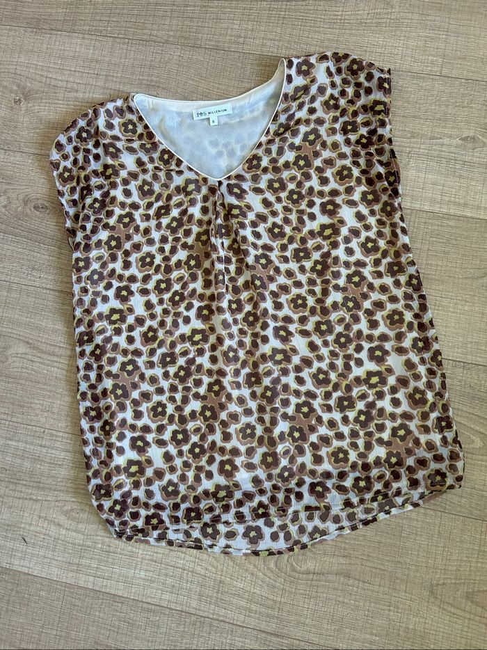 Blouse imprimée à manches courtes JS Millenium taille S comme neuve - photo numéro 7