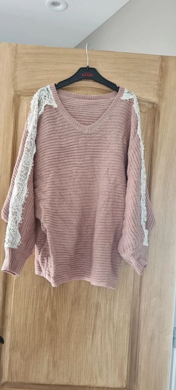 Pull rose pale à dentelle - Shein