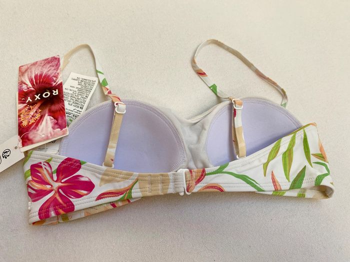Maillot deux pièces bandeau et bikini S Roxy blanc et fleurs 80c 85b 90a - photo numéro 4