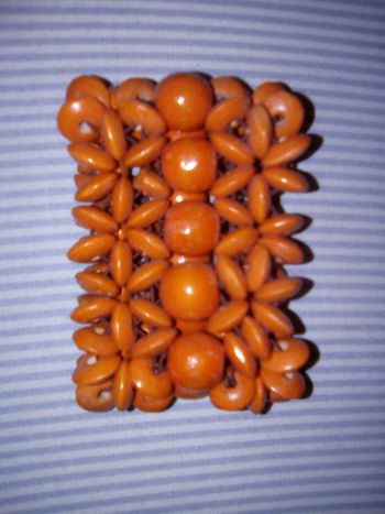 Bracelet bois orange vintage