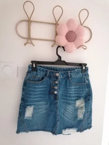 Jupe en jean, effet déchiré - Taille 38 M