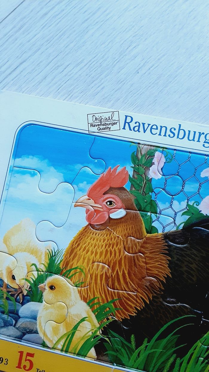 Jeu jouet puzzle 15 pièces Ravensburger thème poule et poussins - photo numéro 3