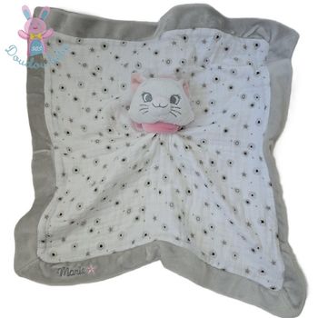 Doudou plat Chat Marie Aristochats lange blanc gris étoiles DISNEY
