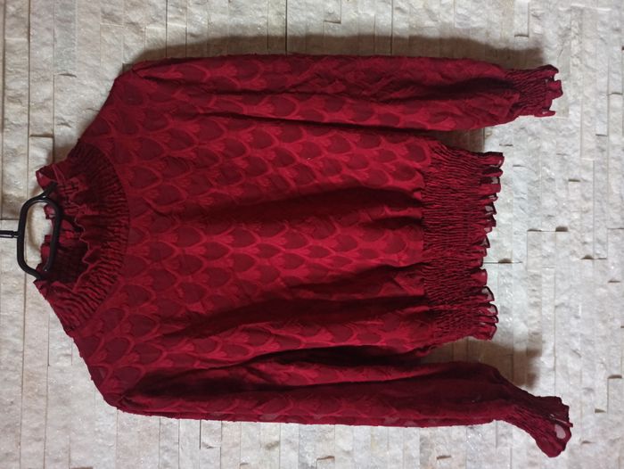 Haut Semi Transparent Bordeaux Femme Taille M