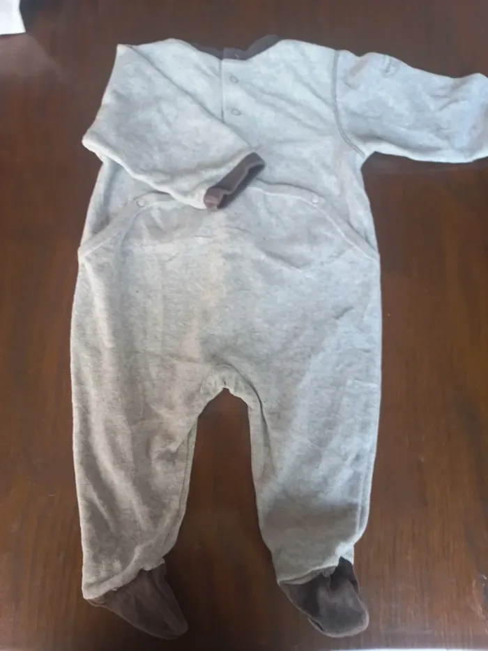 Pyjama velour gris "ourson" absorba 12mois 74cm - photo numéro 4