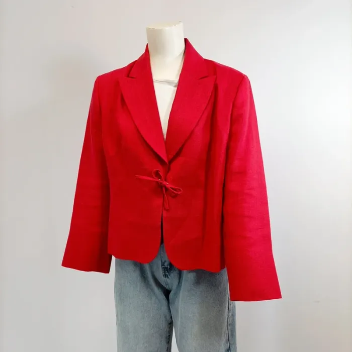 Veste été habillée  rouge fermé avec un lien (A1005) - photo numéro 5