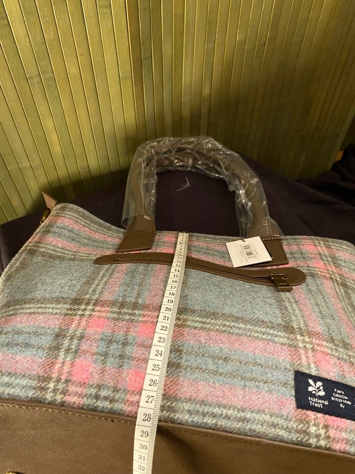 Sac Cabas Moon & National Trust - Tweed Laine Rose/Bleu Écossais - Neuf - photo numéro 3