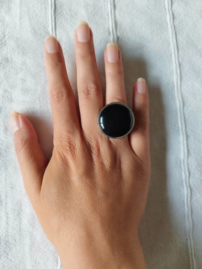 bague ajustable en acier inoxydable argenté