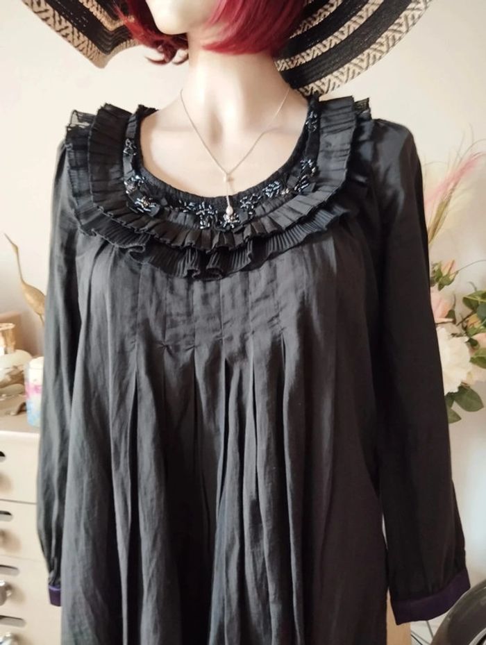 💕Robe Évasée Satin,Froufrous & Sequins T34/36💕 - photo numéro 4