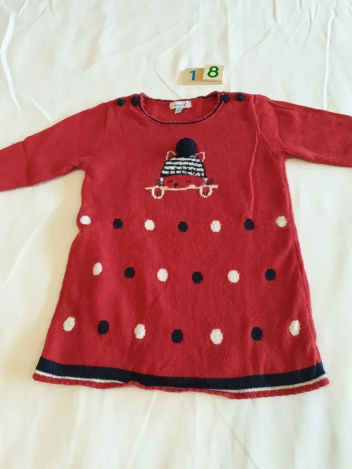 Robe laine rouge 18 mois Absorba