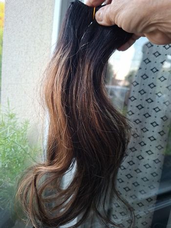 Extension de Cheveux a clips 30cm noir avec balayage