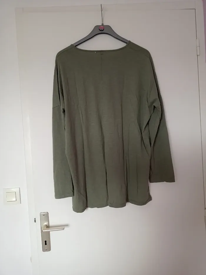 Blouse légère kaki manches longues - photo numéro 2