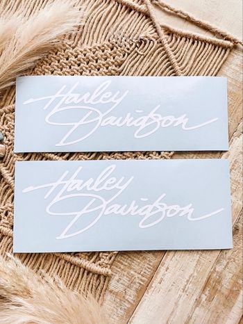 • Lot 2 Stickers Harley Davidson blanc - 20 Sur 5,5 Cm •