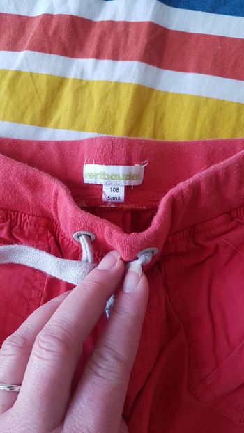 Pantalon été pantacourt  5 ans rouge verbaudet
