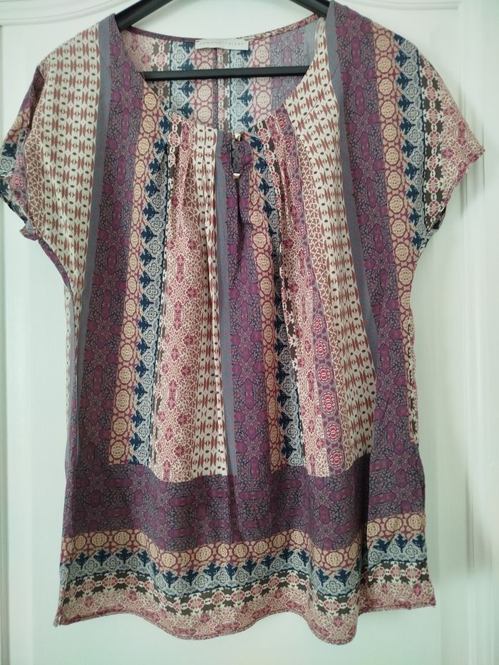 Petite blouse manches courtes à motif ethnique de - photo numéro 1