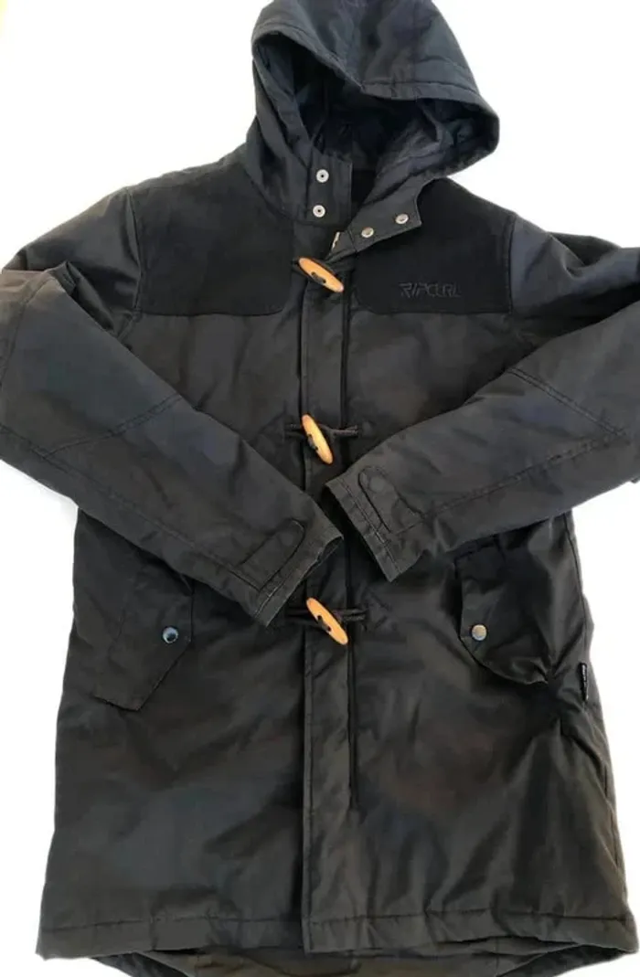 Duffle Coat hoodie Jacket black Rip Curl Mens M - photo numéro 3
