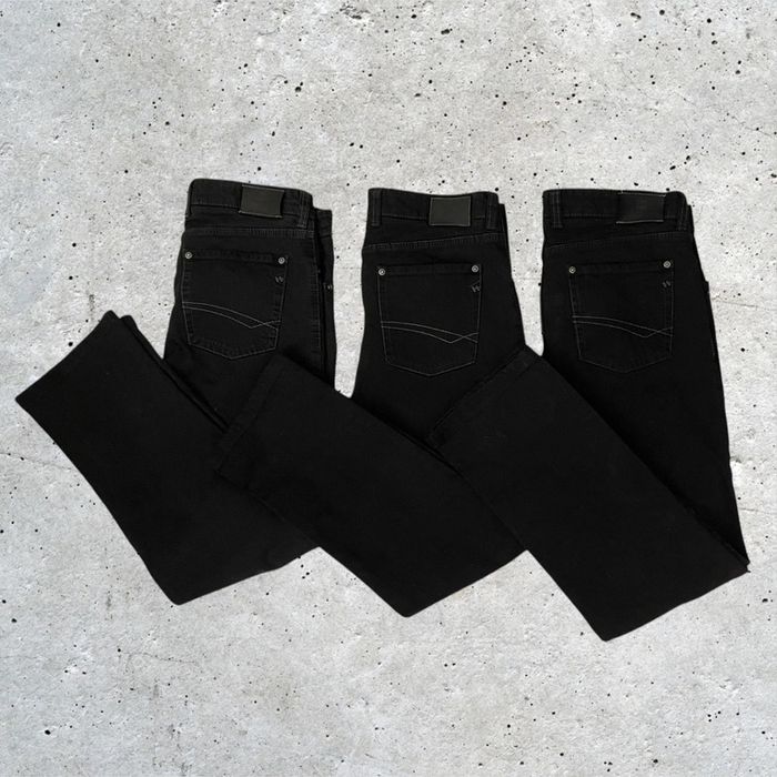 Lot de 3 Jeans homme en denim stretch noir Hattric – Coupe droite, Taille 32