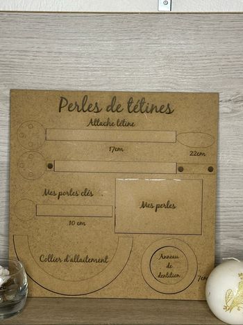 Gabarit attache tétine,porte clé, anneau de dentition, collier d’allaitement